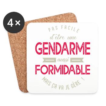 Gendarme formidable Cadeau Humour femme armée - Dessous de verre (lot de 4) - blanc - Devant