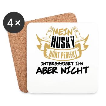 Husky Hunde Shirt Damen Herren Mama - Untersetzer (4er-Set) - Weiß - Vorne