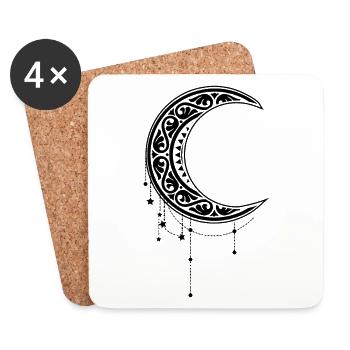 Occult Satan Moon Gothic - Mond Hexe - Untersetzer (4er-Set) - Weiß - Vorne