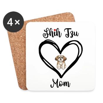 Shih Tzu Mom mit Herz Shih Tzu Mama - Untersetzer (4er-Set) - Weiß - Vorne