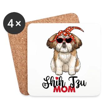 Shih Tzu Maman Shih Tzu Mama - Dessous de verre (lot de 4) - blanc - Devant