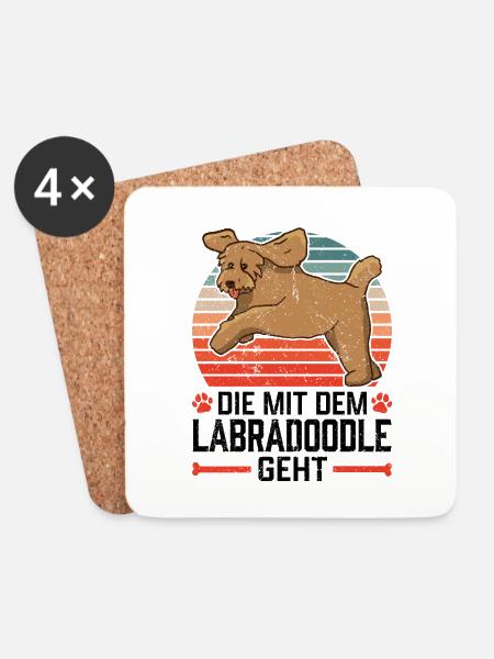 Die mit dem Labradoodle Australian Labradoodle - Untersetzer (4er-Set) - Weiß