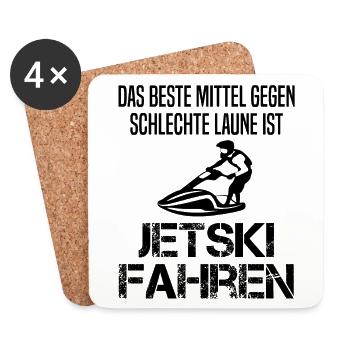 Jetski Fahrer Spruch Lustig Wasserscooter Geschenk - Untersetzer (4er-Set) - Weiß - Vorne