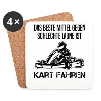 Kart Gokart Kartsport Kartfahrer Spruch Geschenk - Untersetzer (4er-Set) - Weiß - Vorne
