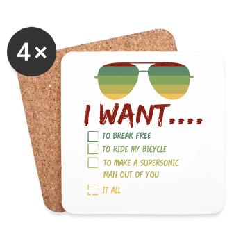 Je veux casser les lunettes de soleil l’été - Dessous de verre (lot de 4) - blanc - Devant