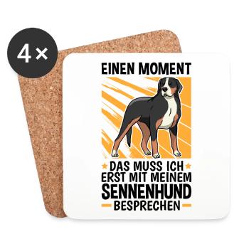 Mit Sennenhund besprechen Schweizer Sennenhund - Untersetzer (4er-Set) - Weiß - Vorne