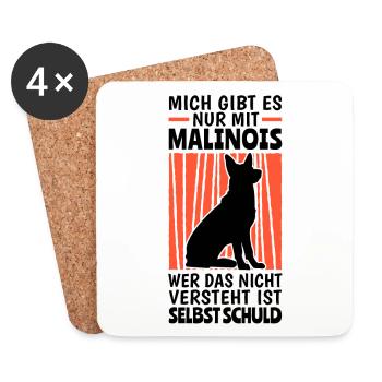 Mich gibt es mit Malinois Belgischer Schäferhund - Untersetzer (4er-Set) - Weiß - Vorne