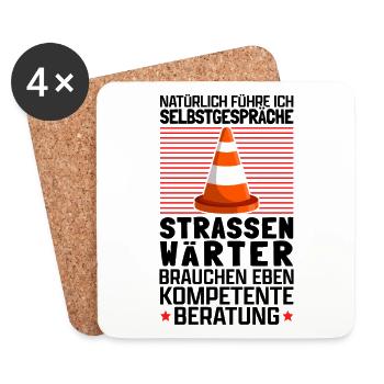 Straßenwärter brauchen Beratung Chausseewärter - Untersetzer (4er-Set) - Weiß - Vorne