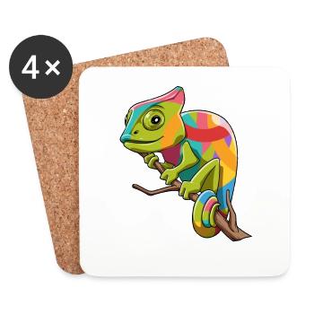 Chameleon iguanas breeding reptiles - Coasters (set of 4) - white - Front