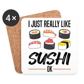 Sushi Maki Nigiri Japon Poisson Disant Cadeau - Dessous de verre (lot de 4) - blanc - Devant
