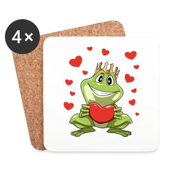 Beautiful Funny Frog Valentine's Day - Coasters (set of 4) - white - Front