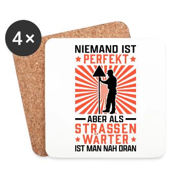 Straßenwärter perfekt Chausseewärter Straßenwart - Untersetzer (4er-Set) - Weiß - Vorne