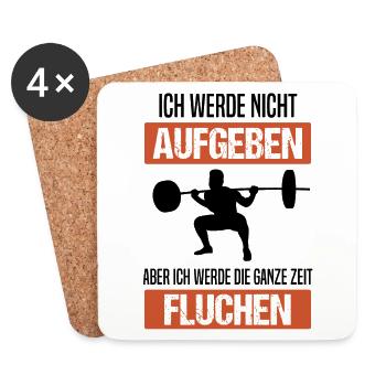 Bodybuilding Kraftsport Kniebeugen Spruch Geschenk - Untersetzer (4er-Set) - Weiß - Vorne