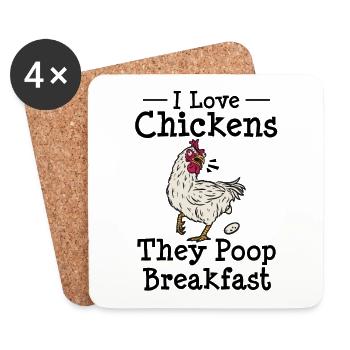 Agriculteur Propriétaire de poulet Agriculteur Drôle d’œuf de poule - Dessous de verre (lot de 4) - blanc - Devant