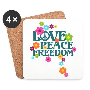 Retro Flower Power Type - Love Peace Freedom 1 - Untersetzer (4er-Set) - Weiß - Vorne