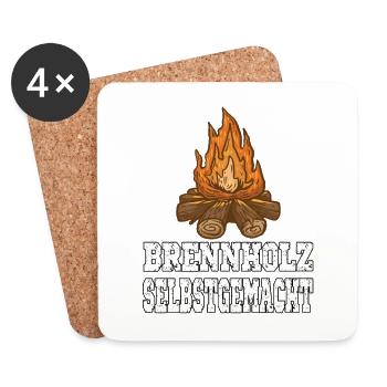 Brennholz Selbstgemacht Homemade Feuerholz - Untersetzer (4er-Set) - Weiß - Vorne