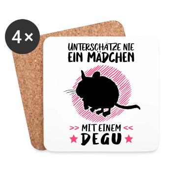 Mädchen mit Degu Nagetier Chile Degu - Untersetzer (4er-Set) - Weiß - Vorne