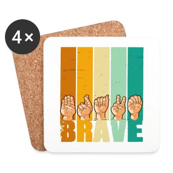 Brave Gebärdensprache für Männer und Frauen - Untersetzer (4er-Set) - Weiß - Vorne