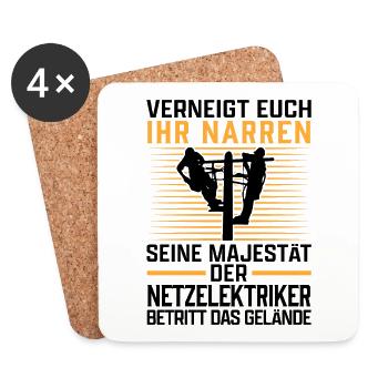 Seine Majestät der Netzelektriker Elektriker - Untersetzer (4er-Set) - Weiß - Vorne