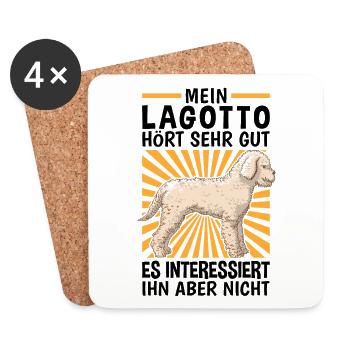 Lagotto hört gut Wasserhund Lagotto Romagnolo - Untersetzer (4er-Set) - Weiß - Vorne