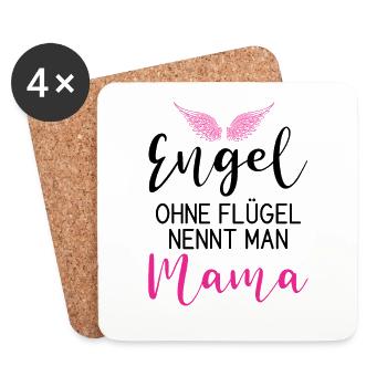 Engel ohne Flügel nennt man Mama - Untersetzer (4er-Set) - Weiß - Vorne