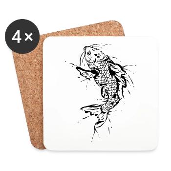 Pêche au poisson Carpe - Dessous de verre (lot de 4) - blanc - Devant