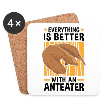 Everything is better with anteaters Anteater - Coasters (set of 4) - white - Front