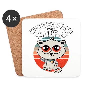 Süße Katze ''Ich reg mich nicht auf'' - Untersetzer (4er-Set) - Weiß - Vorne
