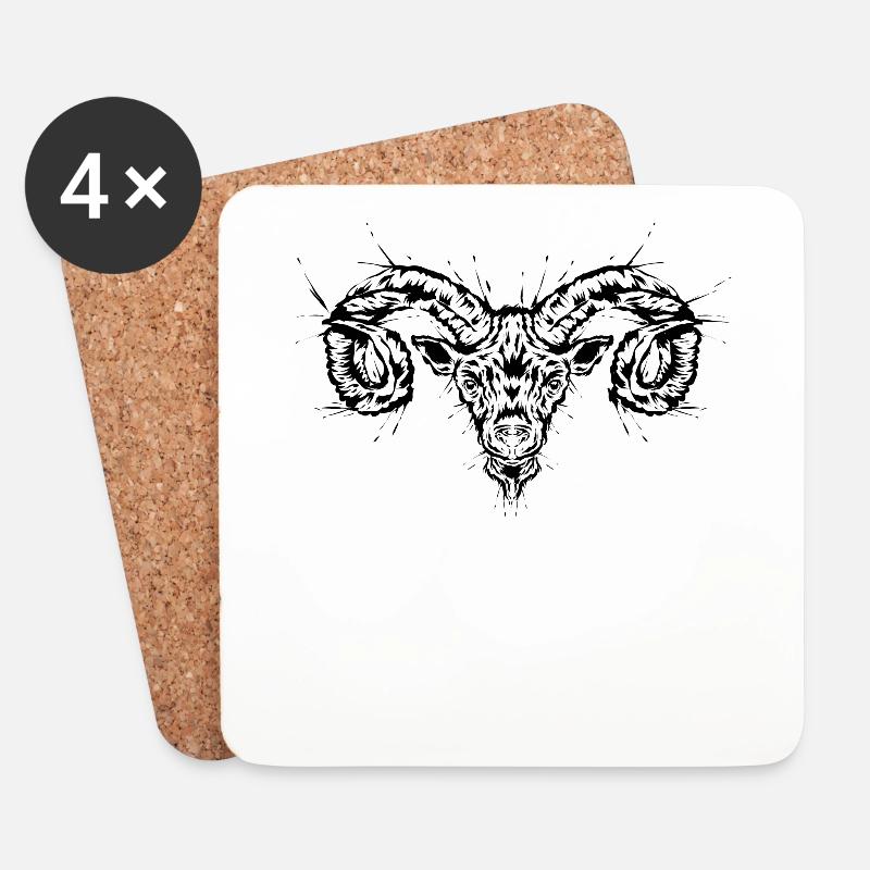 Steinbock - Untersetzer (4er-Set) - Weiß