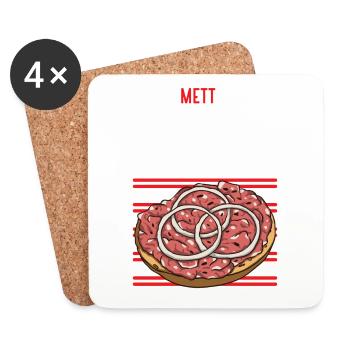 Mannes Mett Mettbrötchen Witzig Fleisch Essen - Untersetzer (4er-Set) - Weiß - Vorne