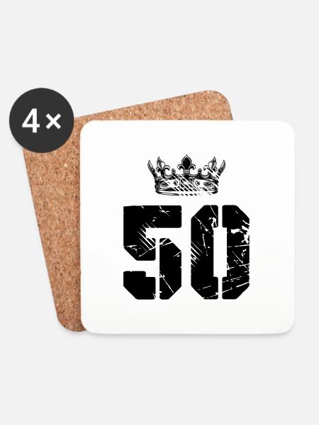 50 Zahl Krone - Untersetzer (4er-Set) - Weiß
