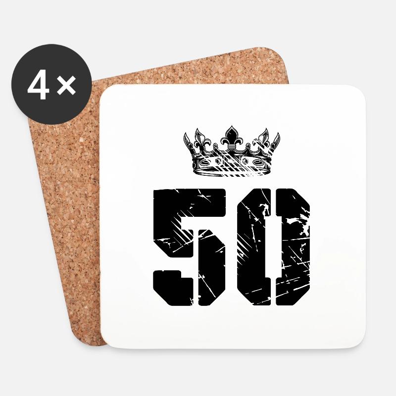 50 Zahl Krone - Untersetzer (4er-Set) - Weiß