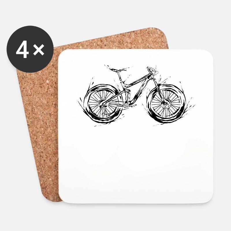 Mountainbike - Untersetzer (4er-Set) - Weiß