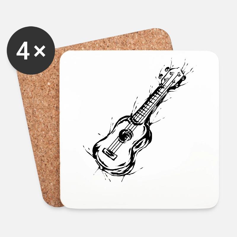 Ukulele - Coasters (set of 4) - white