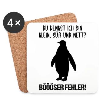 Pinguin Klein Süß Nett Lustiger Spruch Geschenk - Untersetzer (4er-Set) - Weiß - Vorne