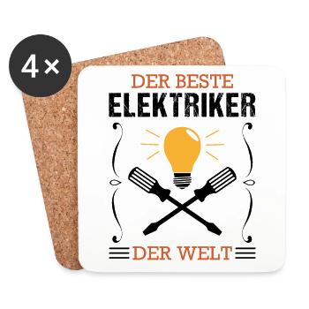 Elektriker Beruf Ausbildung Elektroniker Geschenk - Untersetzer (4er-Set) - Weiß - Vorne