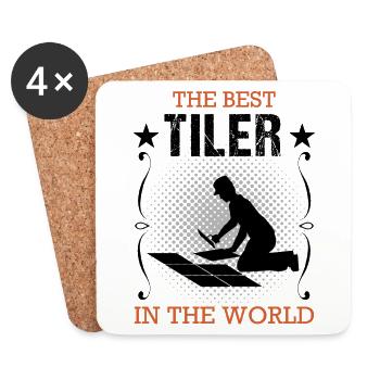 Carrelage Profession Formation Artisan Cadeau - Dessous de verre (lot de 4) - blanc - Devant