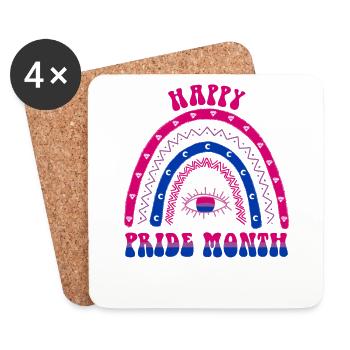 Boho Rainbow Happy Pride Mois Bisexuel - Dessous de verre (lot de 4) - blanc - Devant