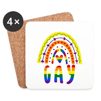 Saying LGBT Gay Pride Boho Rainbow - Coasters (set of 4) - white - Front