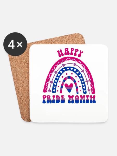 Happy Pride Month Bisexual Regenbogen - Untersetzer (4er-Set) - Weiß