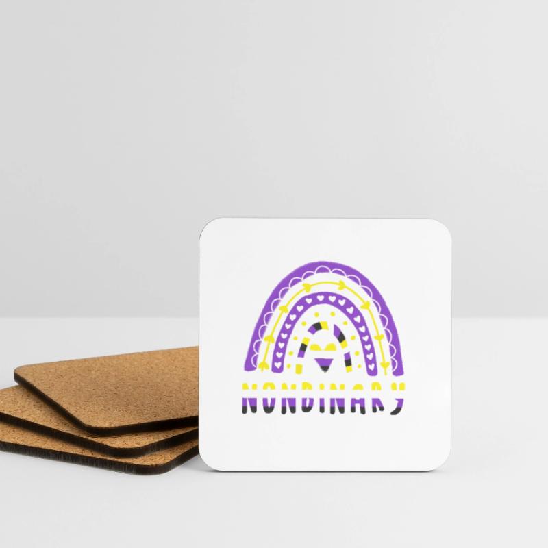 Nonbinary Pride Nonbinary Regenbogen Untersetzer (4er-Set)
