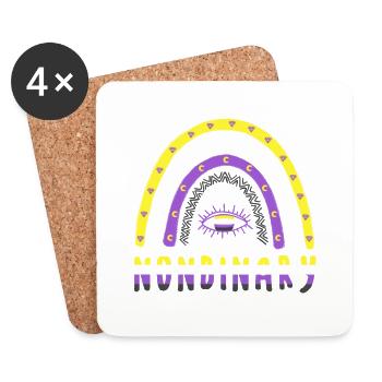 Boho Rainbow Nonbinary - Coasters (set of 4) - white - Front
