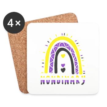 Nonbinary Boho Rainbow - Coasters (set of 4) - white - Front