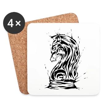 Pièce d’échecs Springer - Dessous de verre (lot de 4) - blanc - Devant