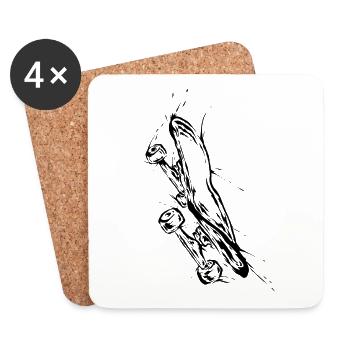 Skateboard - Untersetzer (4er-Set) - Weiß - Vorne