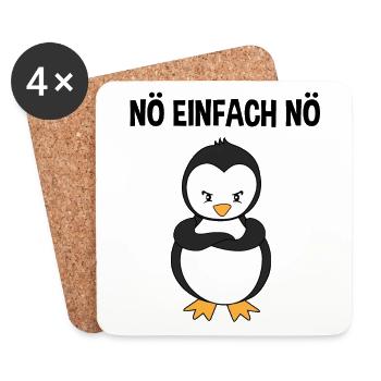 Pinguin Nö Einfach Nö Lustiger Spruch Geschenk - Untersetzer (4er-Set) - Weiß - Vorne