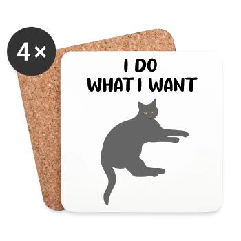 Chat Chat chaton drôle dire cadeau - Dessous de verre (lot de 4) - blanc - Devant
