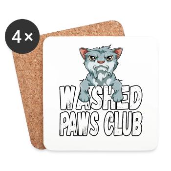 Washed Paws Club für einen Katzenliebhaber und - Untersetzer (4er-Set) - Weiß - Vorne