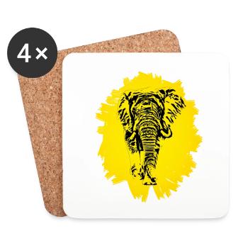 Elephant - Coasters (set of 4) - white - Front