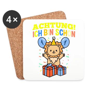 Achtung Ich Bin Schon 1 Geburtstag Löwe - Untersetzer (4er-Set) - Weiß - Vorne
